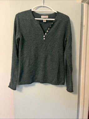 Nanette Lepore Dark Green Long Sleeve Henley Sweater